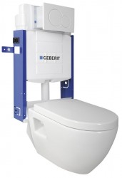 SAPHO - Závesné WC Nera s podomietkovou nádržkou a tlačidlom Geberit, biela (WC-SADA-17)
