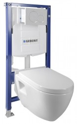 SAPHO - Závesné WC Nera s podomietkovou nádržkou do sadrokartónu a tlačidlom Geberit, biela (WC-SADA-16)