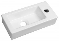 SAPHO - ZOE keramické umývadlo 37x18cm, otvor pre batériu vpravo, biela (AR495)