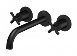 STEINBERG - 250 Umývadlová batéria pod omietku, 3-otvorová inštalácia, s telesom, matná čierna (250 1916 S)