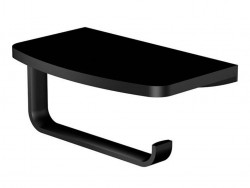 STEINBERG - 450 Držiak toaletného papiera s poličkou, matná čierna (450 2820 S)