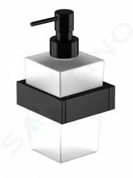 STEINBERG - 460 Dávkovač mydla s držiakom, biele sklo/matná čierna (460 8001 S)