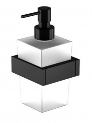 STEINBERG - 460 Dávkovač mydla s držiakom, biele sklo/matná čierna (460 8001 S)