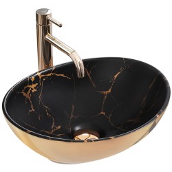 Umývadlo na dosku Rea Sofia in Gold marble black (REA-U8011)