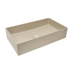 Umývadlo na dosku SAT Cemento 64x37 cm piesková mat bez otvoru pre batériu, bez prepadu CEM6437P (CEM6437P)