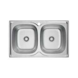 VELAZO - Dvojkomorový zapustený drez 80 × 50 z ocele s mikrodekorom a sifónom VELAZ(8050D)