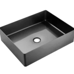 VELAZO - Umývadlo na dosku 50 x 35 cm s Click-Clack zátkou, oceľ, PVD čierne VELAZ(5035B)