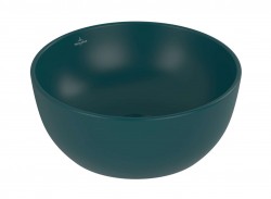 VILLEROY & BOCH - Artis Umývadielko na dosku, priemer 33 cm, bez prepadu, bez otvoru na batériu, CeramicPlus, Teal (438932TE)