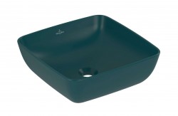 VILLEROY & BOCH - Artis Umyvadlo na desku 41x41 cm, bez přepadu, bez otvoru pro baterii, CeramicPlus, Teal (417841TE)