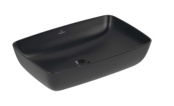 VILLEROY & BOCH - Artis Umývadlo na dosku 58x39 cm, bez prepadu, bez otvoru na batériu, CeramicPlus, Pure Black (417258R7)