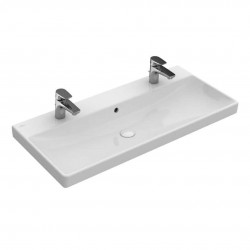 VILLEROY & BOCH - Avento Dvojumývadlo nábytkové, 100x47 cm, s prepadom, otvory na batérie, CeramicPlus, Stone White (4156A4RW)