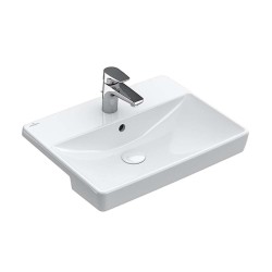 VILLEROY & BOCH - Avento Polozápustné umývadlo, 55x44 cm, s prepadom, otvor na batériu, CeramicPlus, Stone White (4A0655RW)