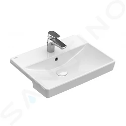 VILLEROY & BOCH - Avento Polozápustné umývadlo s prepadom, trojotvorové, 550 mm x 360 mm – s CeramicPlus, alpská biela (4A0655R1)