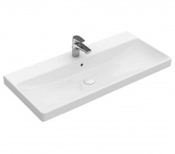VILLEROY & BOCH - Avento Umývadlo nábytkové, 100x47 cm, s prepadom, otvor na batériu, CeramicPlus, Stone White (4156A5RW)