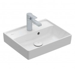 VILLEROY & BOCH - Collaro Umývadielko 45x37 cm, s prepadom, 1 otvor na batériu, CeramicPlus, Stone White (433445RW)