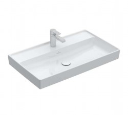 VILLEROY & BOCH - Collaro Umývadlo nábytkové 80x47 cm, bez prepadu, otvor na batériu, CeramicPlus, alpská biela (4A3381R1)