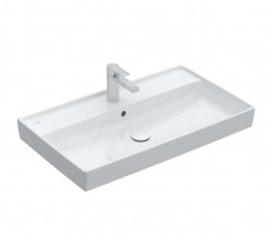 VILLEROY & BOCH - Collaro Umývadlo nábytkové, 80x47 cm, s prepadom, otvor na batériu, CeramicPlus, alpská biela (4A3380R1)