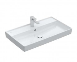 VILLEROY & BOCH - Collaro Umývadlo nábytkové 80x47 cm, s prepadom, otvor na batériu, CeramicPlus, alpská biela (4A338GR1)