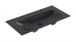 VILLEROY & BOCH - Finion Dvojumývadlo nábytkové 100x50 cm, bez prepadu, 2 otvory na batérie, CeramicPlus, Pure Black (4164A1R7)