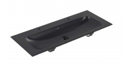 VILLEROY & BOCH - Finion Dvojumývadlo nábytkové 120x50 cm, bez prepadu, 2 otvory na batérie, CeramicPlus, Pure Black (4164C1R7)