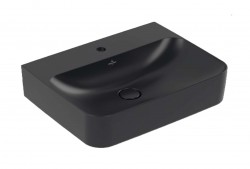 VILLEROY & BOCH - Finion Umývadlo 60x47 cm, bez prepadu, otvor na batériu, CeramicPlus, Pure Black (416861R7)