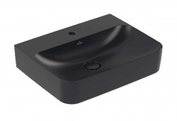 VILLEROY & BOCH - Finion Umývadlo 60x47 cm, skrytý prepad, otvor na batériu, CeramicPlus, Pure Black (416864R7)