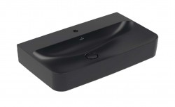 VILLEROY & BOCH - Finion Umývadlo 80x47 cm, skrytý prepad, otvor na batériu, CeramicPlus, Pure Black (416884R7)