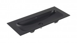 VILLEROY & BOCH - Finion Umývadlo nábytkové 120x50 cm, bez prepadu, bez otvoru na batériu, CeramicPlus, Pure Black (4164C3R7)