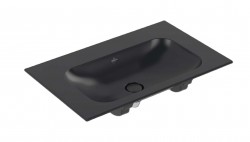 VILLEROY & BOCH - Finion Umývadlo nábytkové 80x50 cm, bez prepadu, bez otvoru na batériu, CeramicPlus, Pure Black (416483R7)