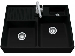 VILLEROY & BOCH - Keramický drez Double-bowl sink Ebony modulový 895 x 630 x 220 bez excentra (632391S5)