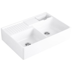 VILLEROY & BOCH - Keramický drez Double-bowl sink White alpin modulový 895 x 630 x 220 bez excentra (632391R1)