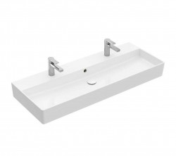 VILLEROY & BOCH - Memento 2.0 Dvojumývadlo, 120x47 cm, s prepadom, 2 otvory na batériu, CeramicPlus, alpská biela (4A22C4R1)