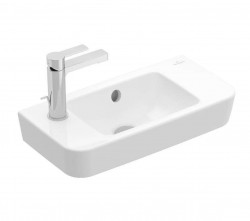 VILLEROY & BOCH - O.novo Umývadielko Compact 50x25 cm, s prepadom, 1 otvor na batériu vľavo, CeramicPlus, alpská biela (4342L5R1)