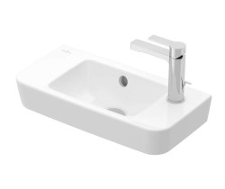 VILLEROY & BOCH - O.novo Umývadielko Compact 50x25 cm, s prepadom, otvor na batériu vpravo, AntiBac, CeramicPlus, alpská biela (4342R5T2)
