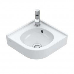 VILLEROY & BOCH - O.novo Umývadielko rohové 32x32 cm, s prepadom, 1 otvor na batériu, CeramicPlus, alpská biela (731032R1)