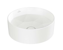 VILLEROY & BOCH - Octagon Umývadlo na dosku, priemer 42 cm, bez prepadu, bez otvoru na batériu, CeramicPlus, Stone White (5A5640RW)