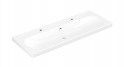 VILLEROY & BOCH - Skyla Umyvadlo 120x46 cm, s přepadem, 2 otvory pro baterii, CeramicPlus, Stone White (5A51C4RW)