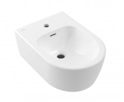 VILLEROY & BOCH - Skyla Závěsný bidet 530x370 mm, s přepadem, otvor pro baterii, CeramicPlus, Stone White (448200RW)