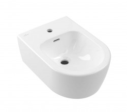 VILLEROY & BOCH - Skyla Závesný bidet 530x370 mm, s prepadom, otvor na batériu, CeramicPlus, alpská biela (448200R1)