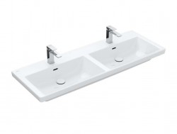 VILLEROY & BOCH - Subway 3.0 Dvojumývadlo nábytkové, 130x47 cm, s prepadom, otvory na batérie, alpská biela (4A71D501)