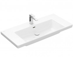 VILLEROY & BOCH - Subway 3.0 Umývadlo, 100x47 cm, s prepadom, otvor na batériu, CeramicPlus, alpská biela (4A70A5R1)