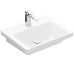 VILLEROY & BOCH - Subway 3.0 Umývadlo, 55x44 cm, bez prepadu, otvor na batériu, CeramicPlus, Stone White (4A7056RW)