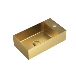 Závesné umývadlo v zlatej farbe SAT Aurum 40x22 cm bez prepadu SATAUR4022BG (SATAUR4022BG)